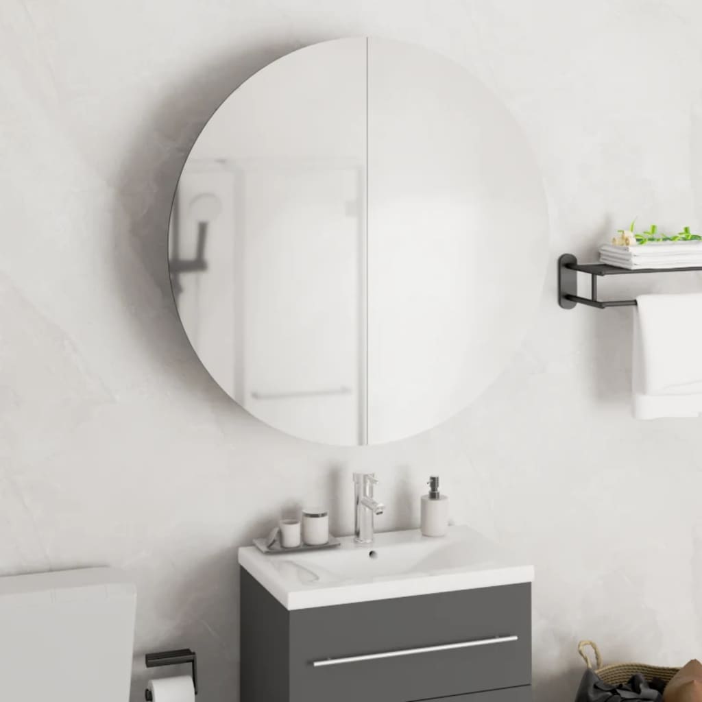 vidaXL vannasistabas skapītis, spogulis ar LED, pelēks, 54x54x17,5 cm