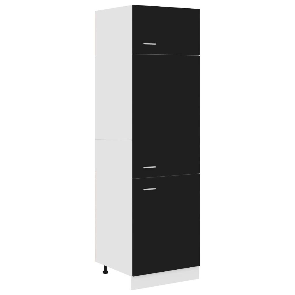 vidaXL ledusskapja skapis, melns, 60x57x207 cm, skaidu plāksne