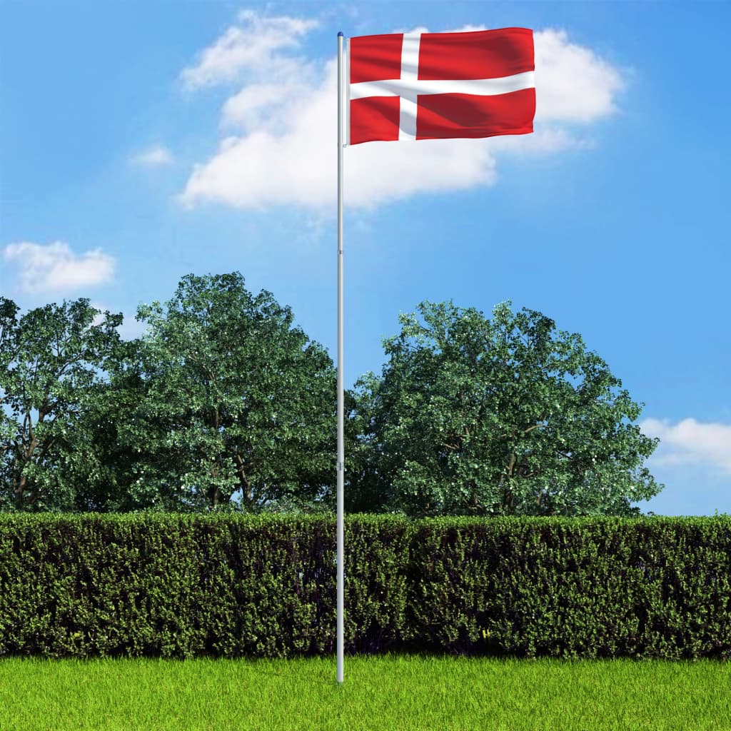 vidaXL Dānijas karogs un karoga masts, alumīnijs, 6 m