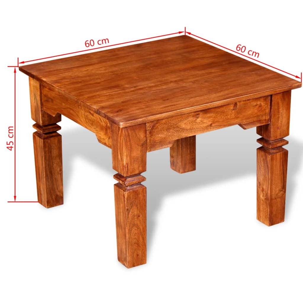 vidaXL kafijas galdiņš, 60x60x45 cm, masīvkoks
