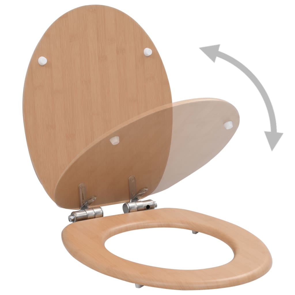 vidaXL tualetes poda sēdekļi ar vāku, 2 gab., MDF, bambusa dizains