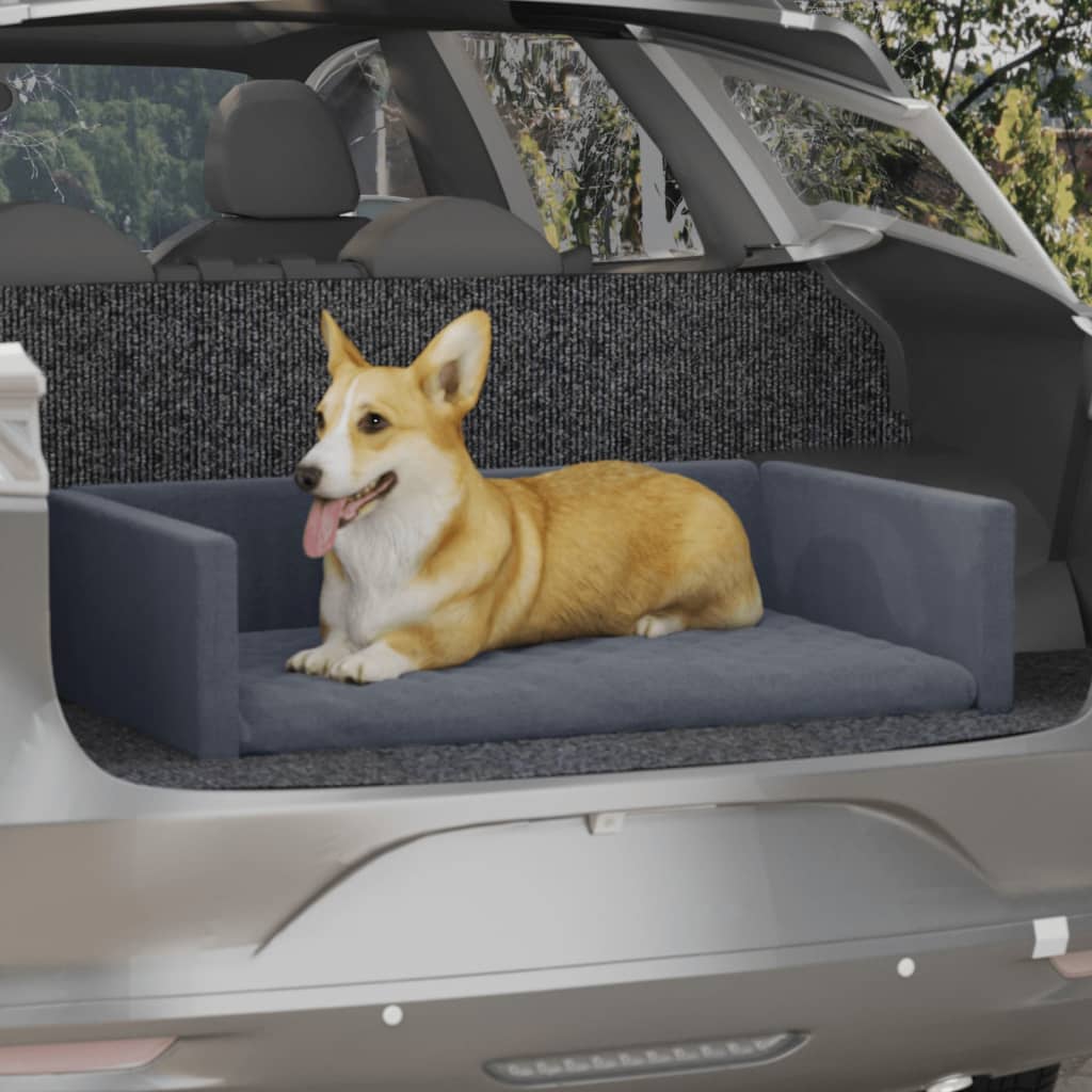 vidaXL suņu automašīnas bagāžnieks, pelēks, 110x70 cm, lina dizains