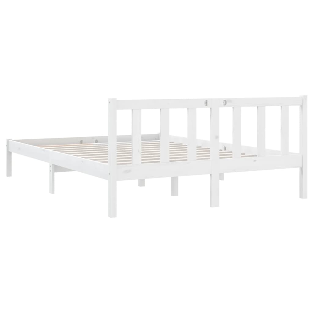 vidaXL gultas rāmis, balts, priedes masīvkoks, 160x200 cm