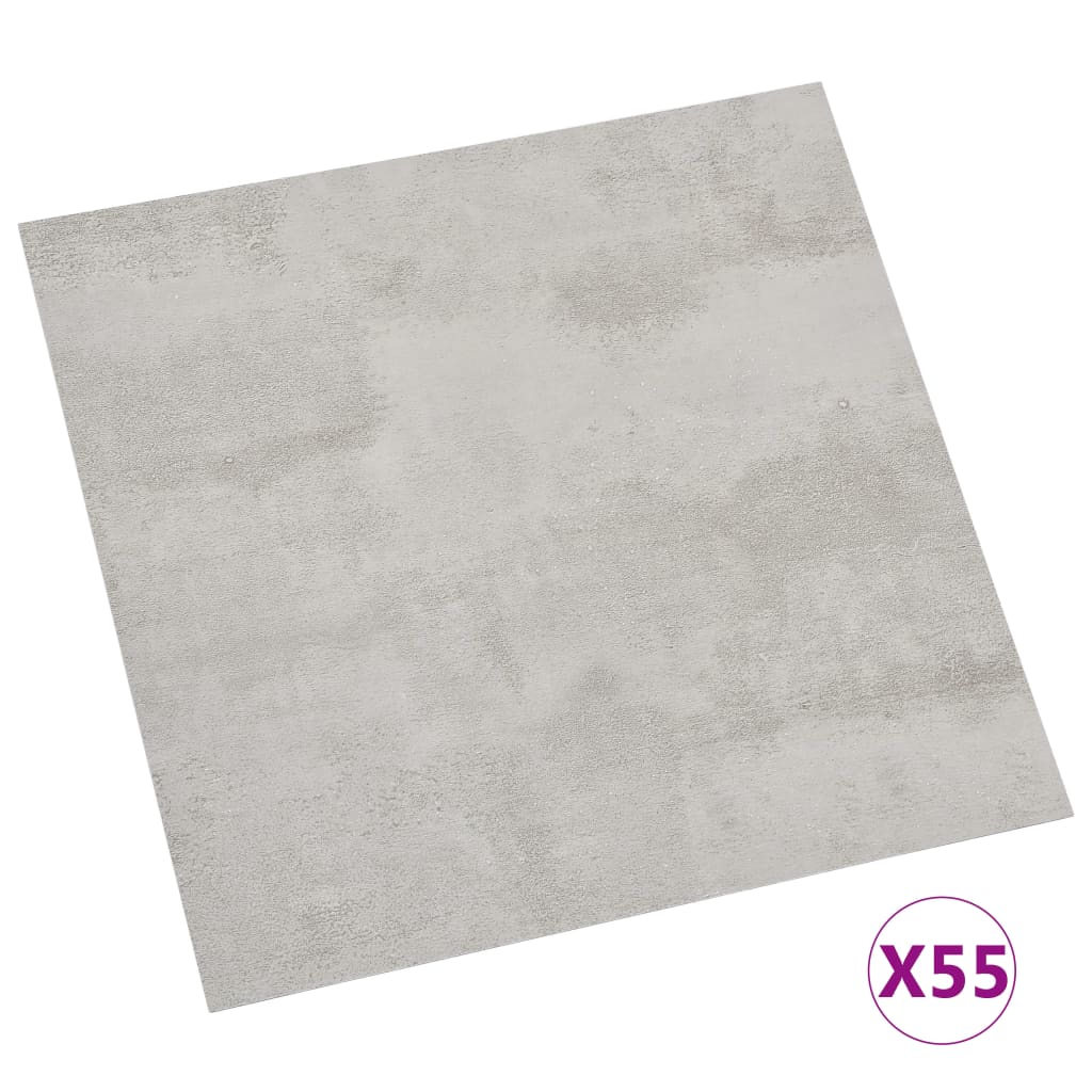 vidaXL grīdas flīzes, 55 gab., pašlīmējošas, 5,11 m², PVC, pelēkas