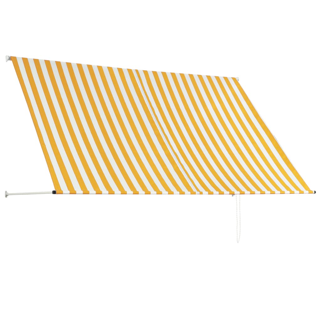 vidaXL markīze, 250x150 cm, sarullējama, dzeltena ar baltu