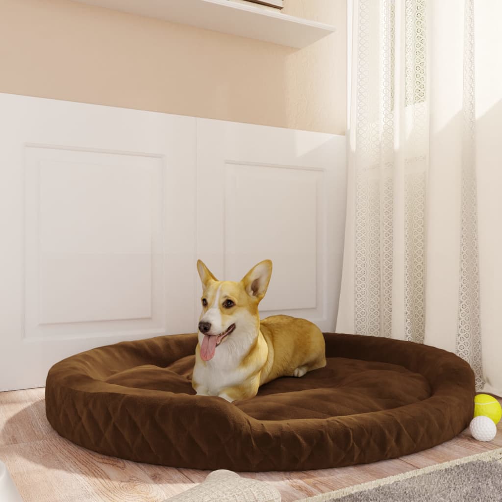 vidaXL suņu gulta, brūna, 110x90x23 cm, plīšs