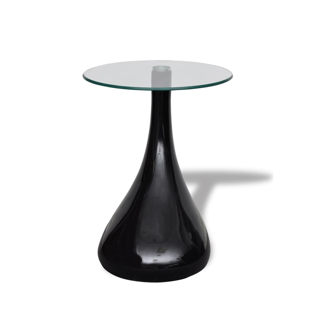 vidaXL kafijas galdiņi, 2 gab., apaļa stikla virsma, spīdīgi, melni