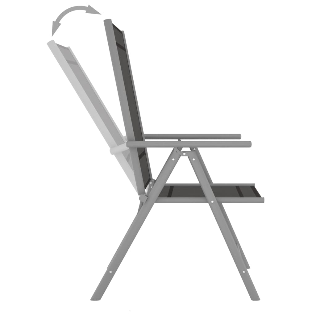 vidaXL saliekami dārza krēsli, 2 gab., tekstilēns, melni