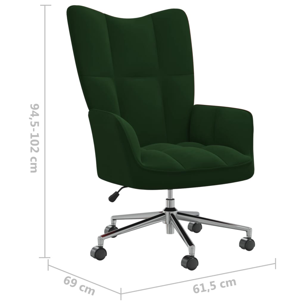 vidaXL atpūtas krēsls, tumši zaļš samts