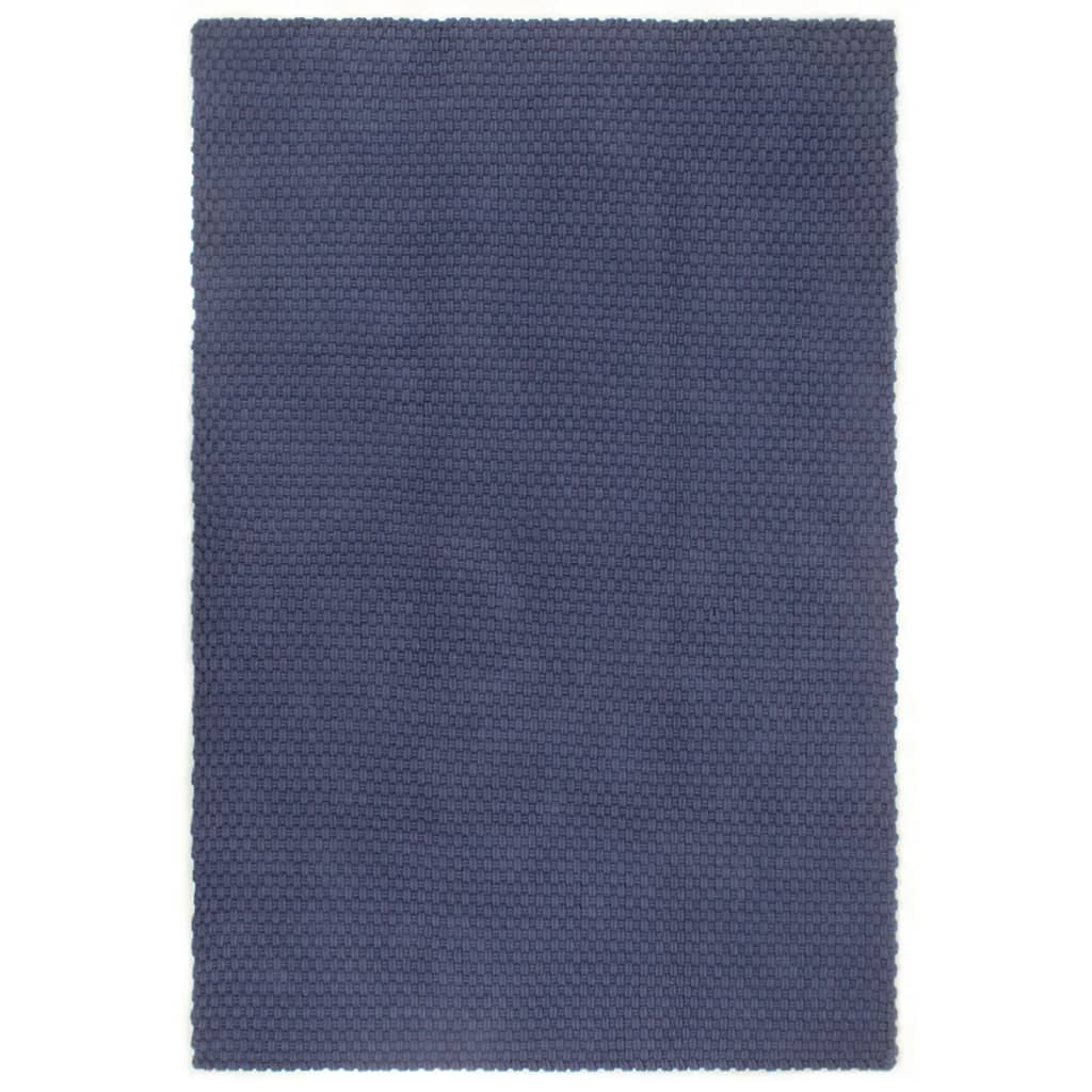 vidaXL paklājs, taisnstūra, tumši zils, 160x230 cm, kokvilna