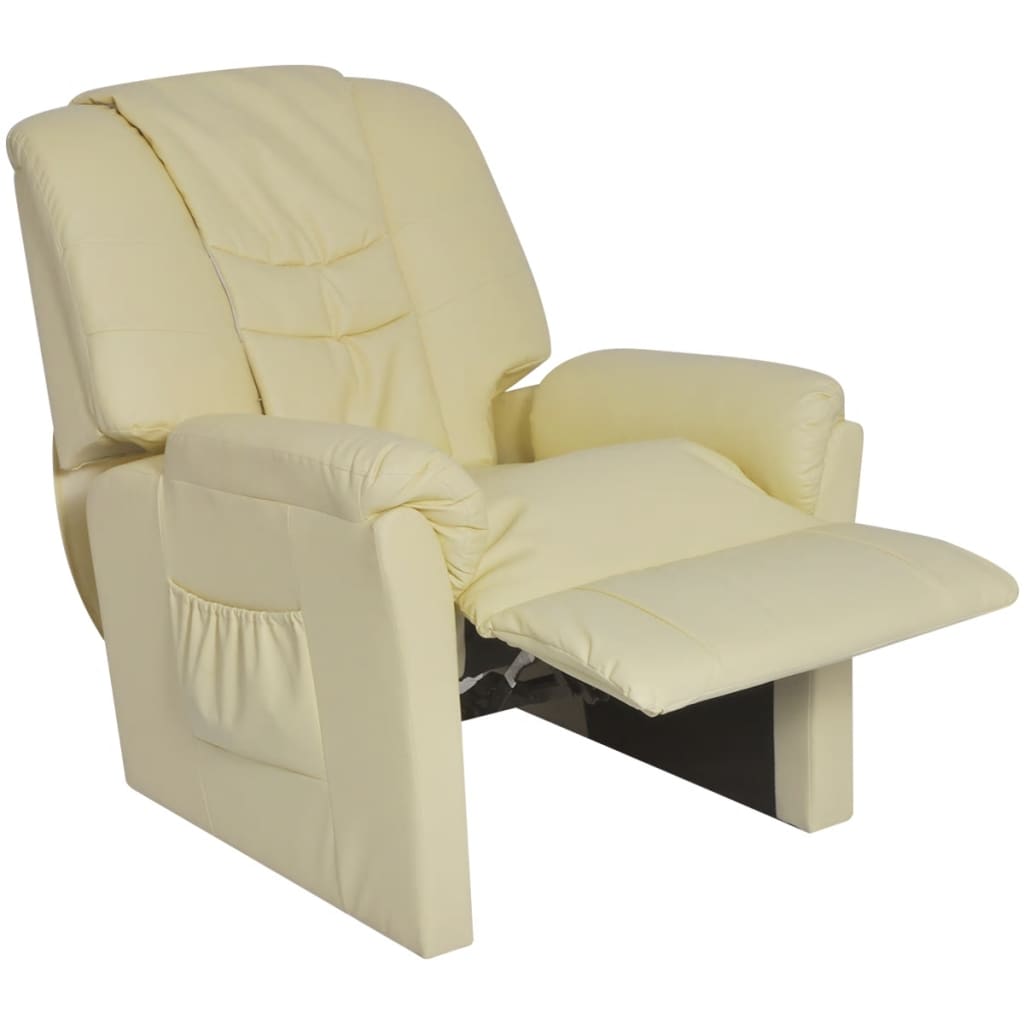 vidaXL šiatsu masāžas krēsls, krēmbalta mākslīgā āda
