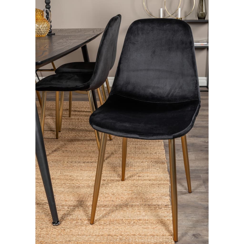 Venture Home virtuves krēsli Polar, 2 gab., melns samts un misiņš