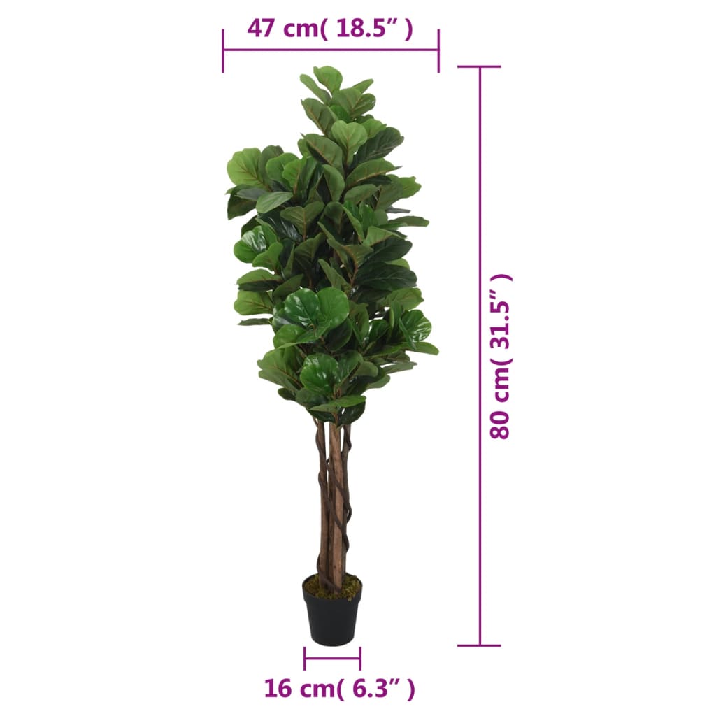 vidaXL mākslīgais vīģes koks, 96 lapas, 80 cm, zaļš