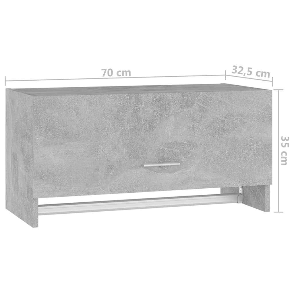 vidaXL skapis, betona pelēks, 70x32,5x35 cm, skaidu plāksne