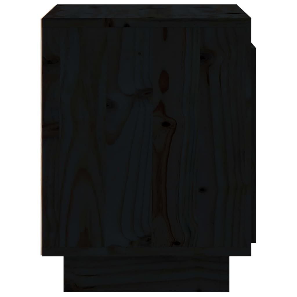 vidaXL naktsskapīši, 2 gab., melni, 40x30x40 cm, priedes masīvkoks