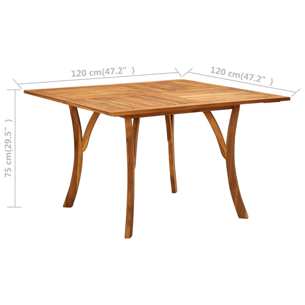 vidaXL dārza galds, 120x120x75 cm, akācijas masīvkoks