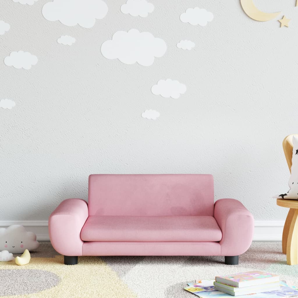 vidaXL bērnu dīvāns, rozā, 70x45x33 cm, samts