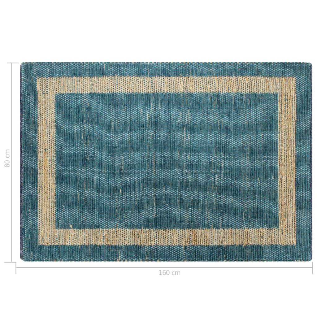 vidaXL paklājs, roku darbs, džuta, zils, 80x160 cm