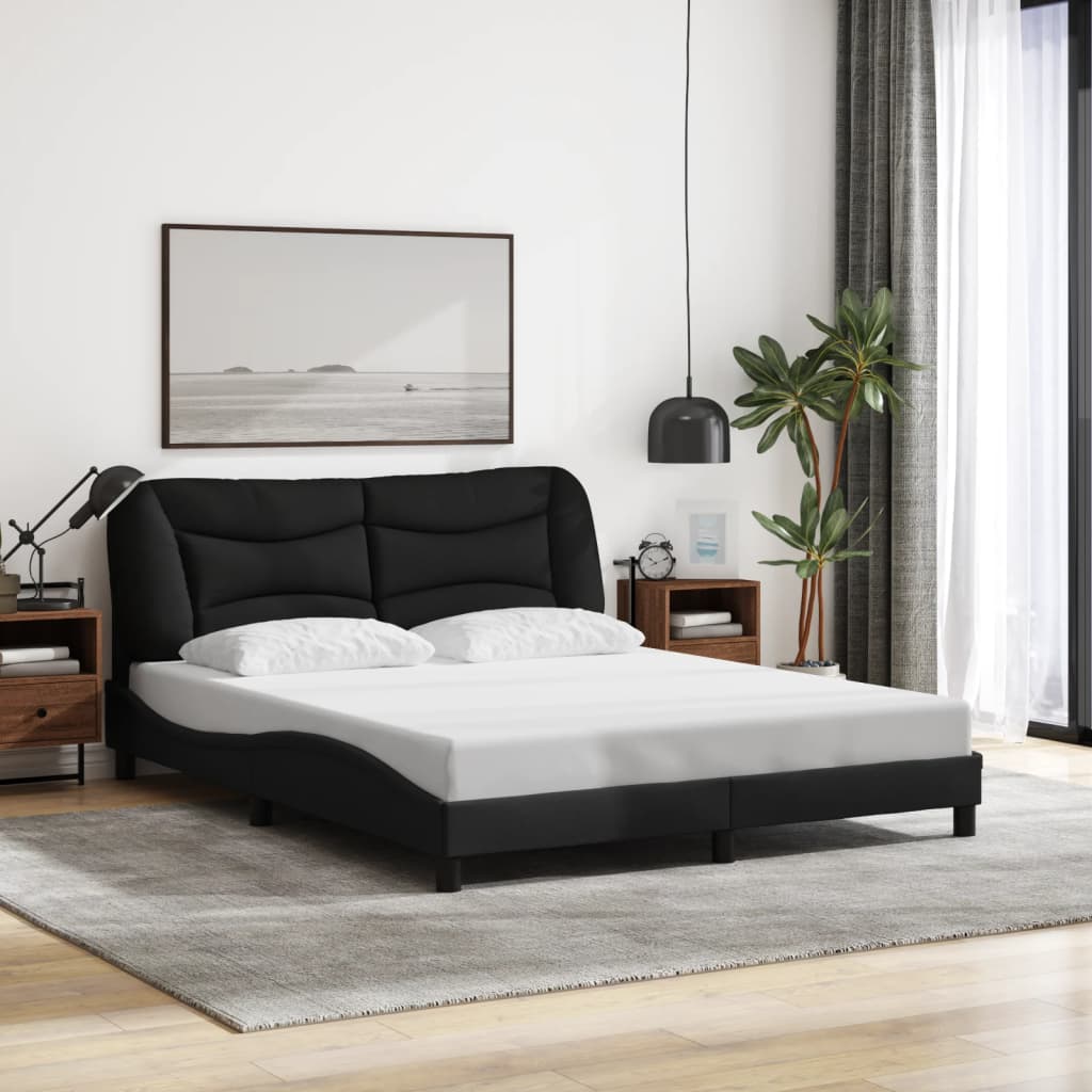 vidaXL gultas rāmis ar galvgali, melns, 160x200 cm, audums