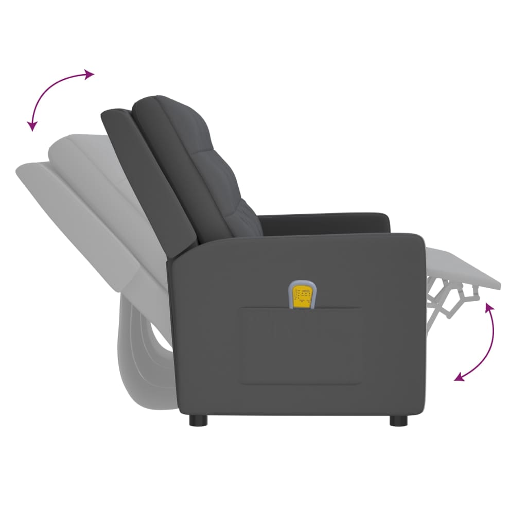 vidaXL divvietīgs masāžas krēsls, atgāžams, tumši pelēks audums
