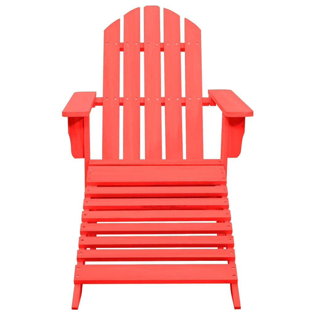 vidaXL dārza krēsls ar kāju balstu, egles masīvkoks, sarkans