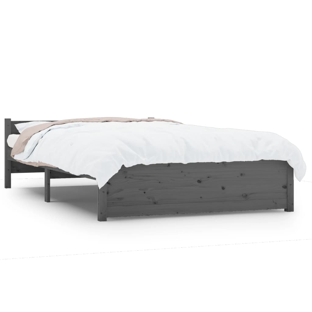vidaXL gultas rāmis, pelēks, masīvkoks, 140x200 cm