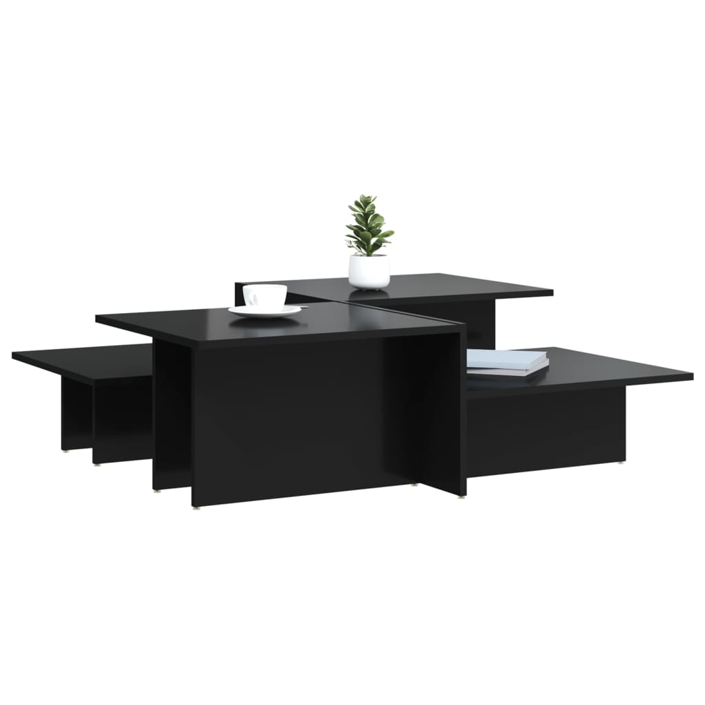 vidaXL kafijas galdiņi, 2 gab., spīdīgi melns, inženierijas koks