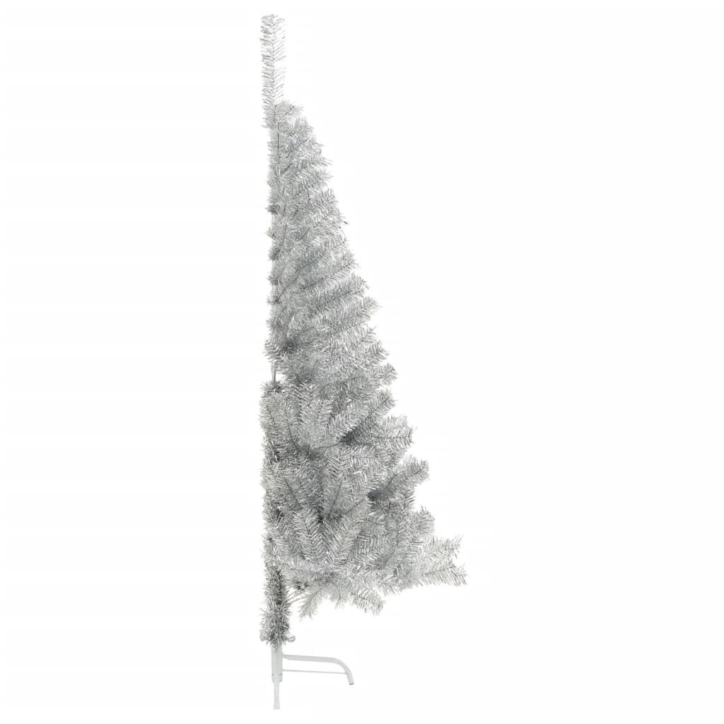 vidaXL mākslīgā Ziemassvētku egle ar statīvu, 180 cm, sudrabaina, PET