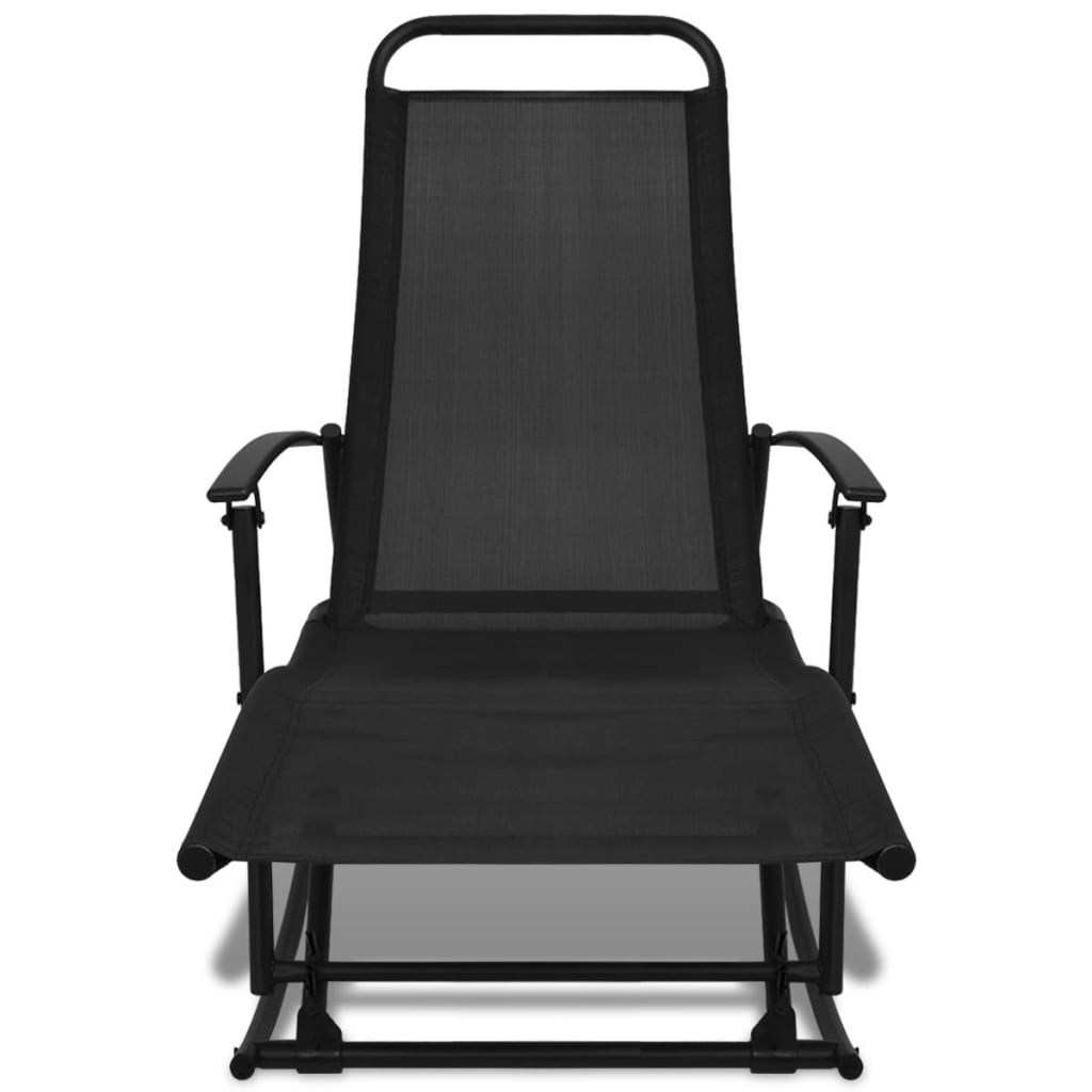vidaXL dārza šūpuļkrēsls, tērauds un tekstilēns, melns