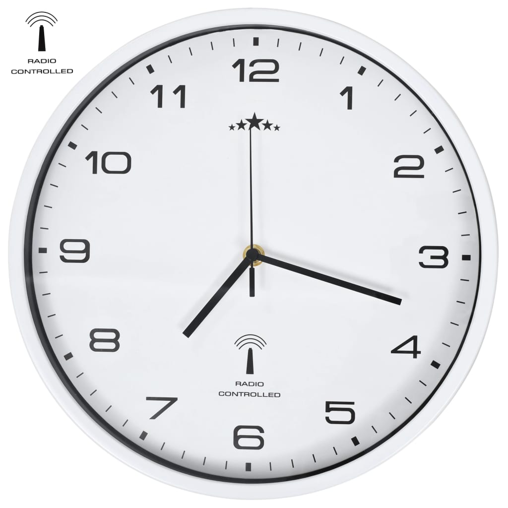 vidaXL radio vadāms sienas pulkstenis, kvarca mehānisms, 31 cm, balts