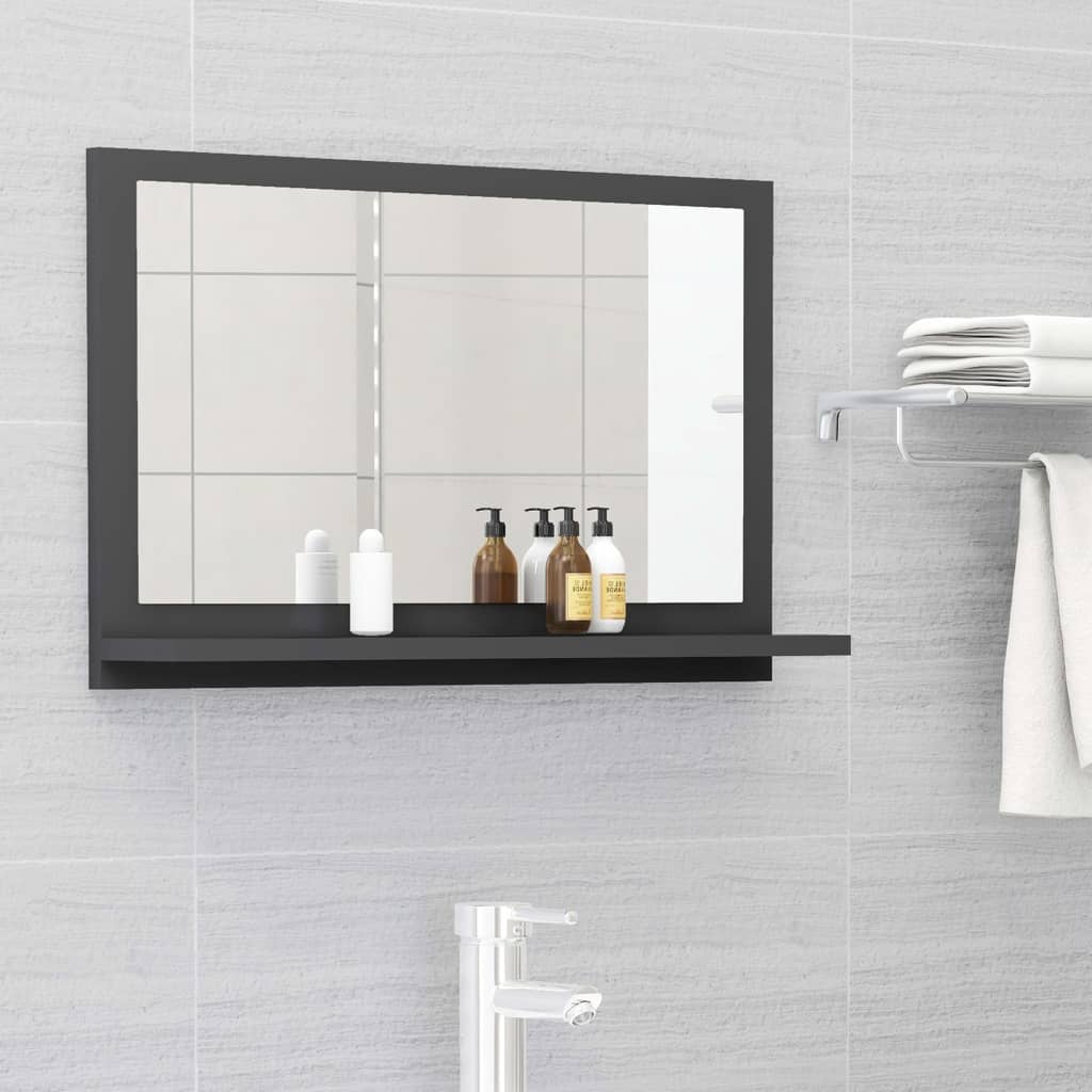 vidaXL vannasistabas spogulis, pelēks, 60x10,5x37 cm, skaidu plāksne