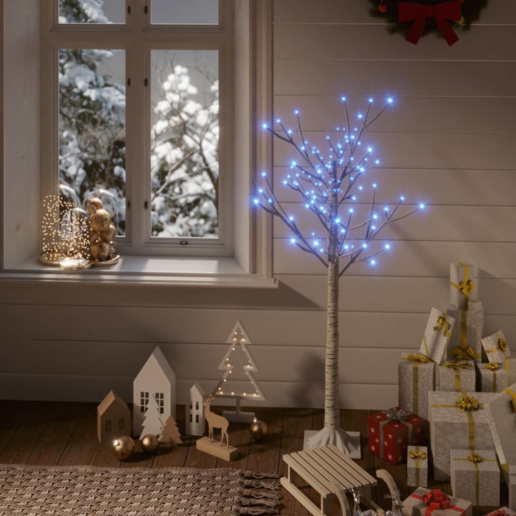 vidaXL Ziemassvētku koks, 120 LED, zila gaisma, 1,2 m