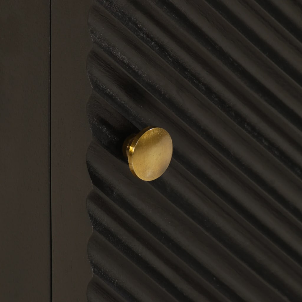 vidaXL naktsskapītis, melns, 40x30x50 cm, mango masīvkoks un dzelzs
