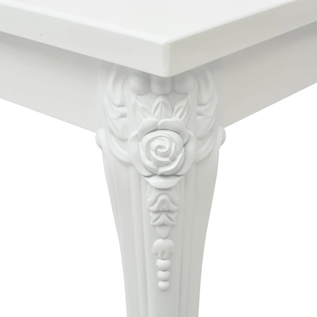 vidaXL virtuves galds, 116x66x76 cm, spīdīgi balts
