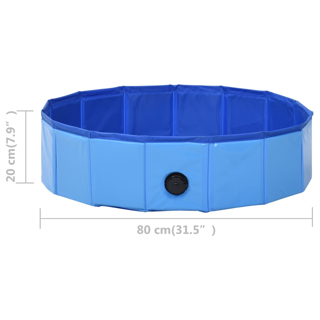 vidaXL suņu baseins, salokāms, zils, 80x20 cm, PVC