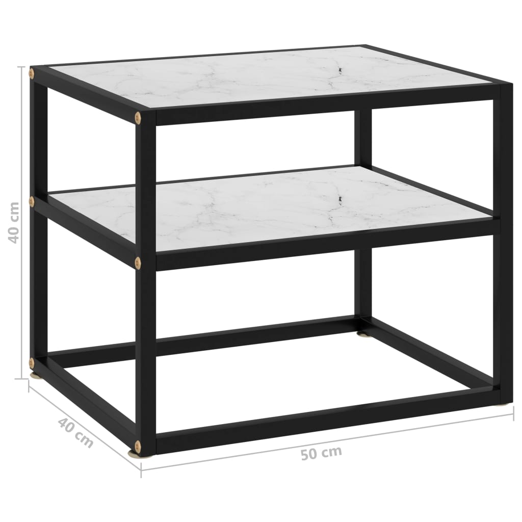 vidaXL konsoles galdiņš, balts, 50x40x40 cm, rūdīts stikls
