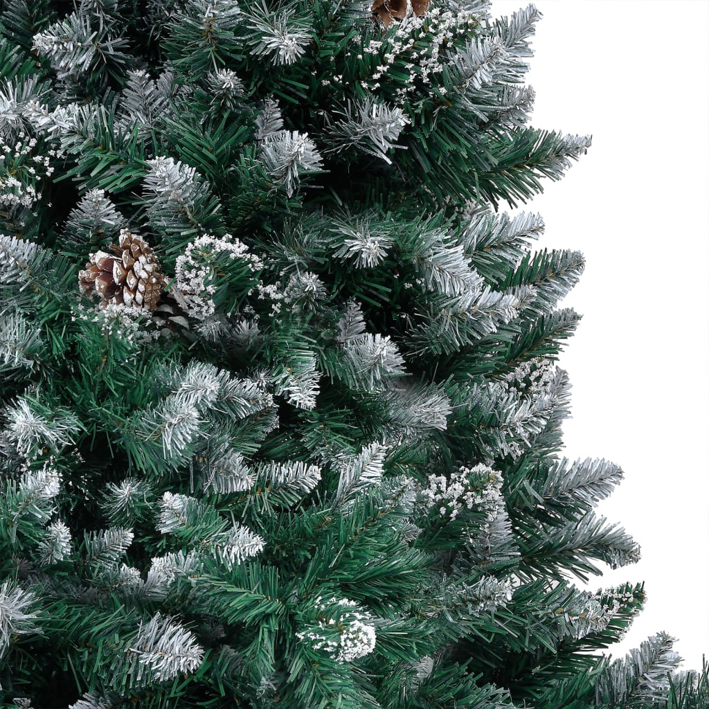 vidaXL mākslīgā Ziemassvētku egle ar rotājumiem un čiekuriem, 210 cm