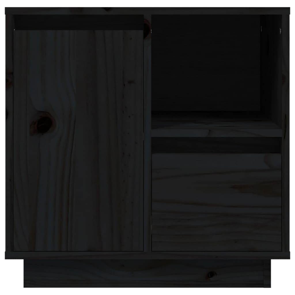 vidaXL naktsskapītis, melns, 50x34x50 cm, priedes masīvkoks