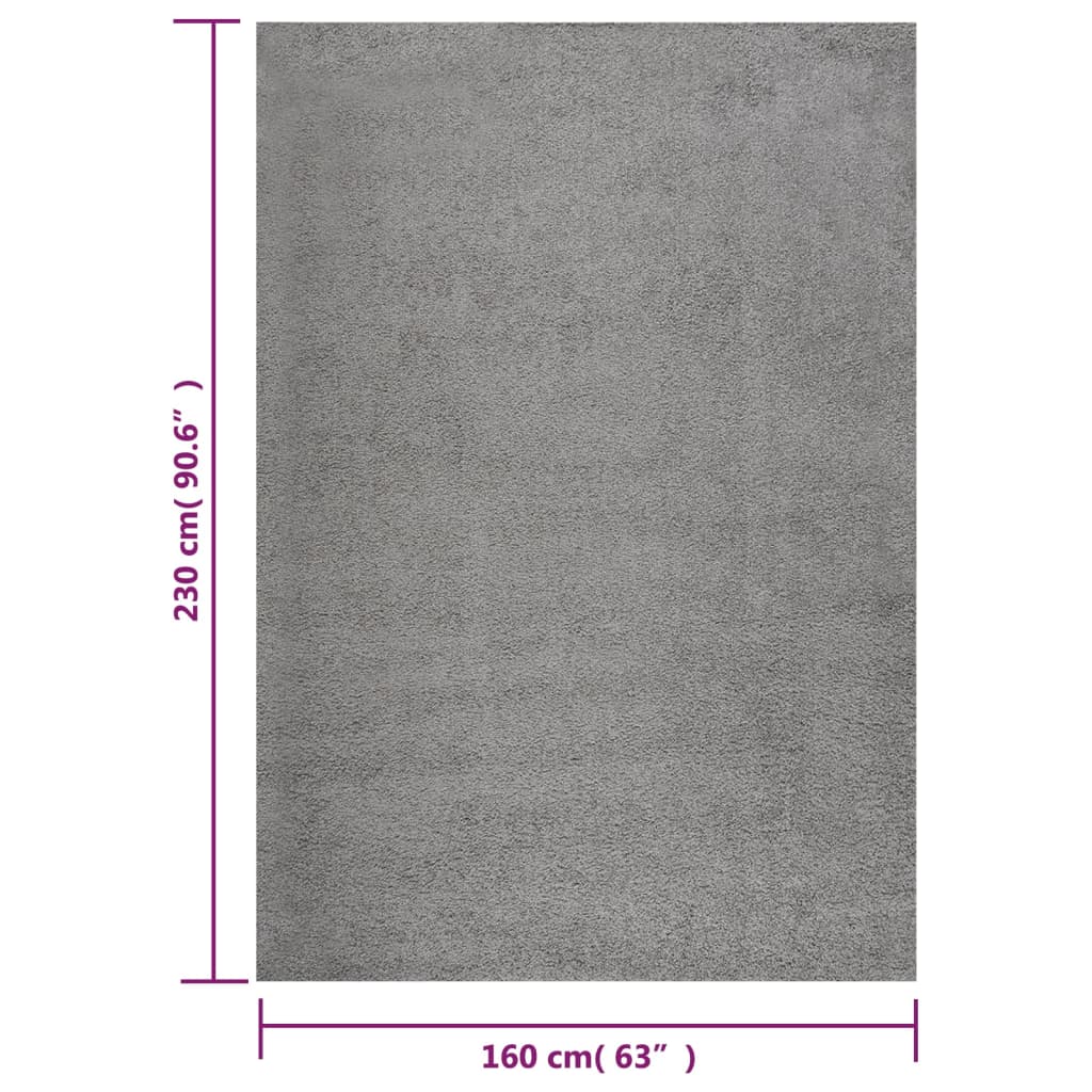 vidaXL paklājs, pinkains, pelēks, 160x230 cm
