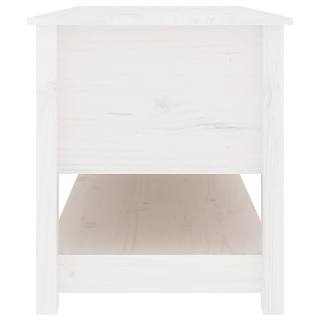 vidaXL kafijas galdiņš, balts, 102x49x55 cm, priedes masīvkoks