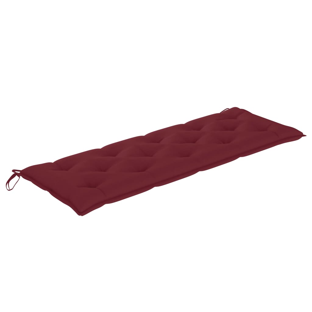 vidaXL sols ar vīnsarkanu matraci, 150 cm, masīvs tīkkoks