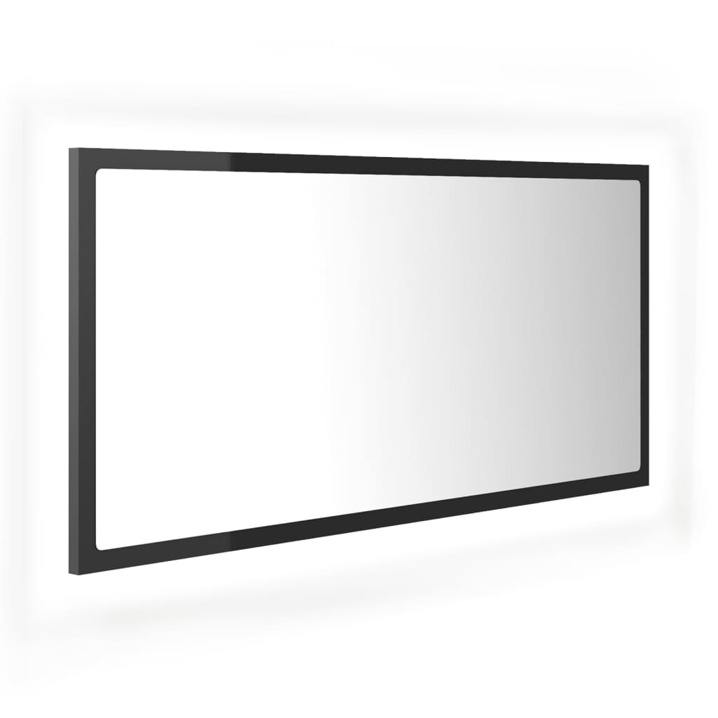 vidaXL vannasistabas spogulis, LED, spīdīgi pelēks, 90x8,5x37, akrils