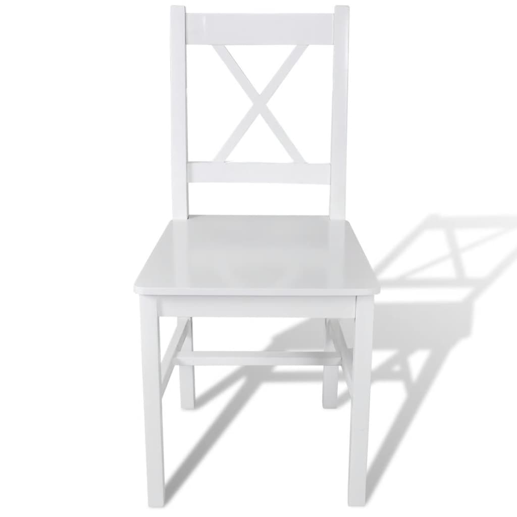 vidaXL virtuves krēsli, 4 gab., balti, priedes koks