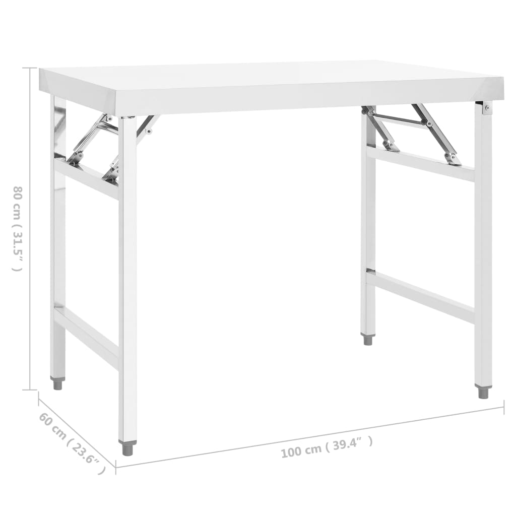 vidaXL virtuves darba galds, 100x60x80 cm, nerūsējošs tērauds