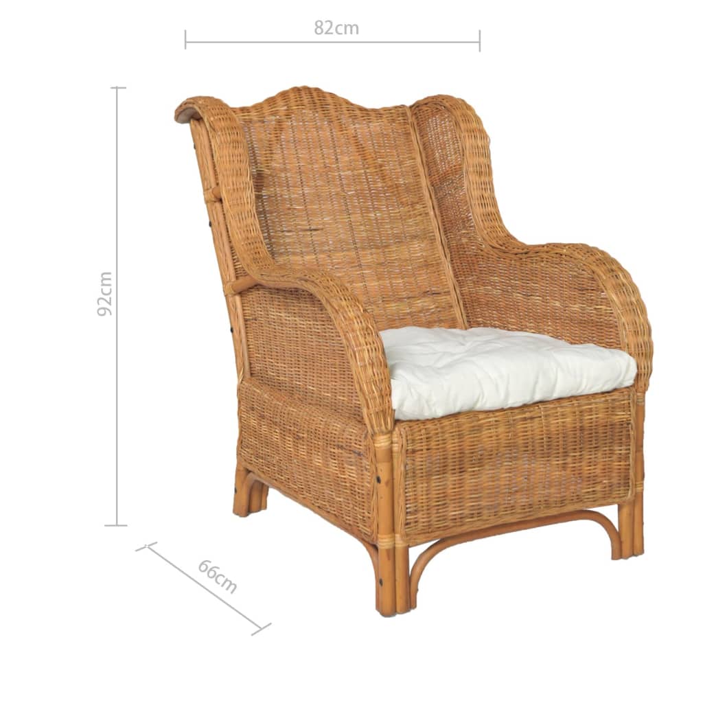 vidaXL dīvāns ar matraci, gaiši brūns, dabīga rotangpalma un lins