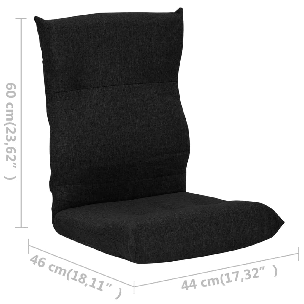 vidaXL salokāms grīdas krēsls, melns audums