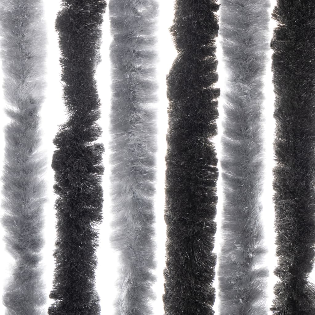vidaXL kukaiņu aizkars, pelēks un melns, 100x200 cm, šenils
