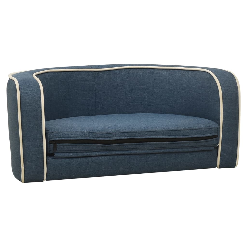 vidaXL saliekams dīvāns suņiem, zils, 76x71x30 cm, lins, matracis