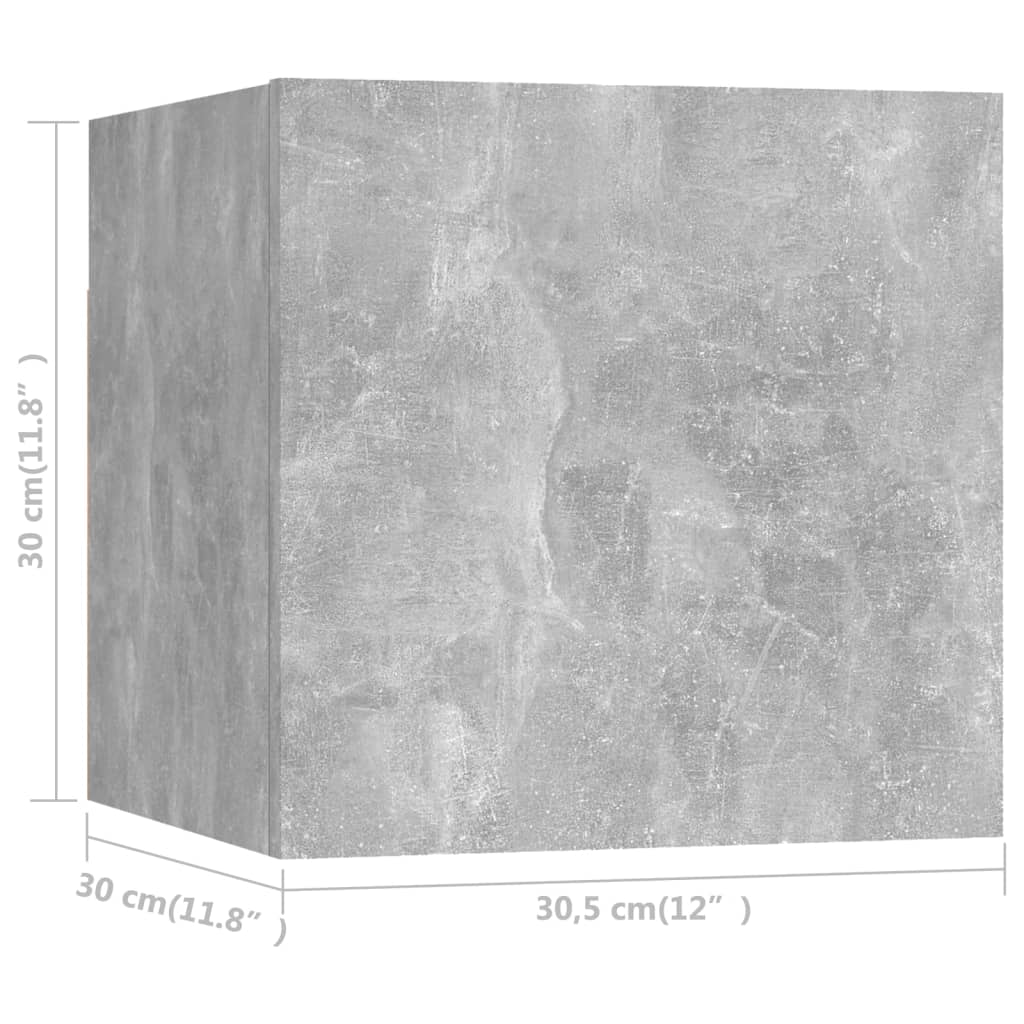 vidaXL sienas TV skapīši, 4 gab., betona pelēki, 30,5x30x30 cm