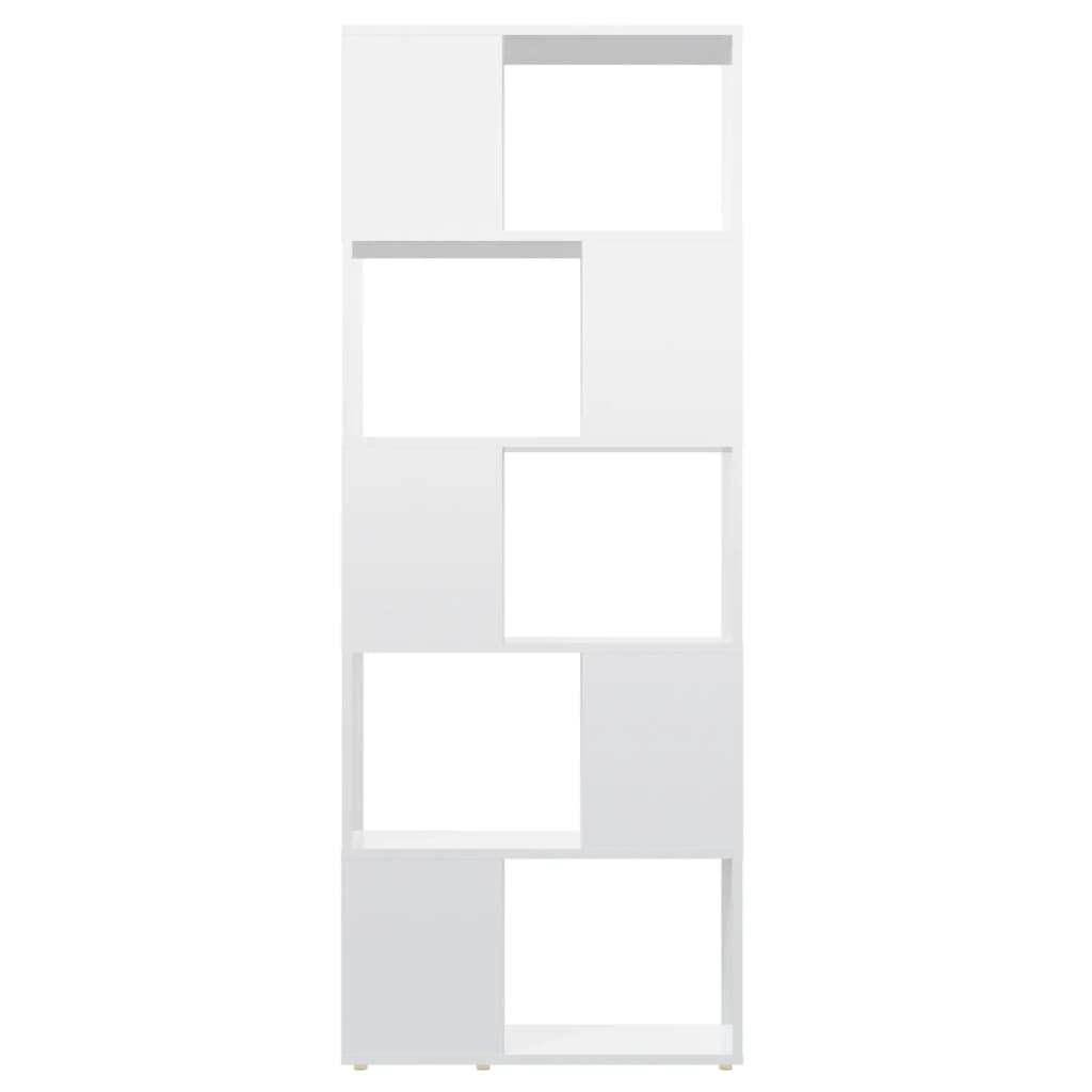 vidaXL grāmatu plaukts, spīdīgi balts, 60x24x155 cm